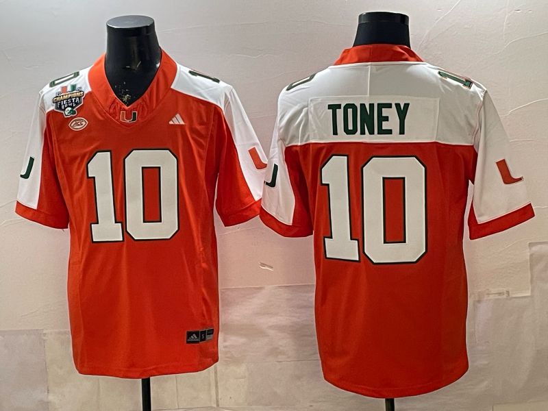 Men 2026 Miami Hurricanes #10 Toney Orange 3th generations Nike Limited NCAA Jersey 03->ncaa teams->NCAA Jersey